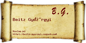 Beitz Györgyi névjegykártya